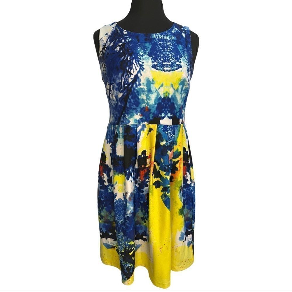 Cynthia Rowley Abstract Watercolor Fit And Flare Dress Sz 8